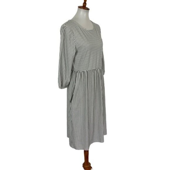 Merokeety Dress Large Striped Black White Casual Comfy Everyday Style - Picture 5 of 8